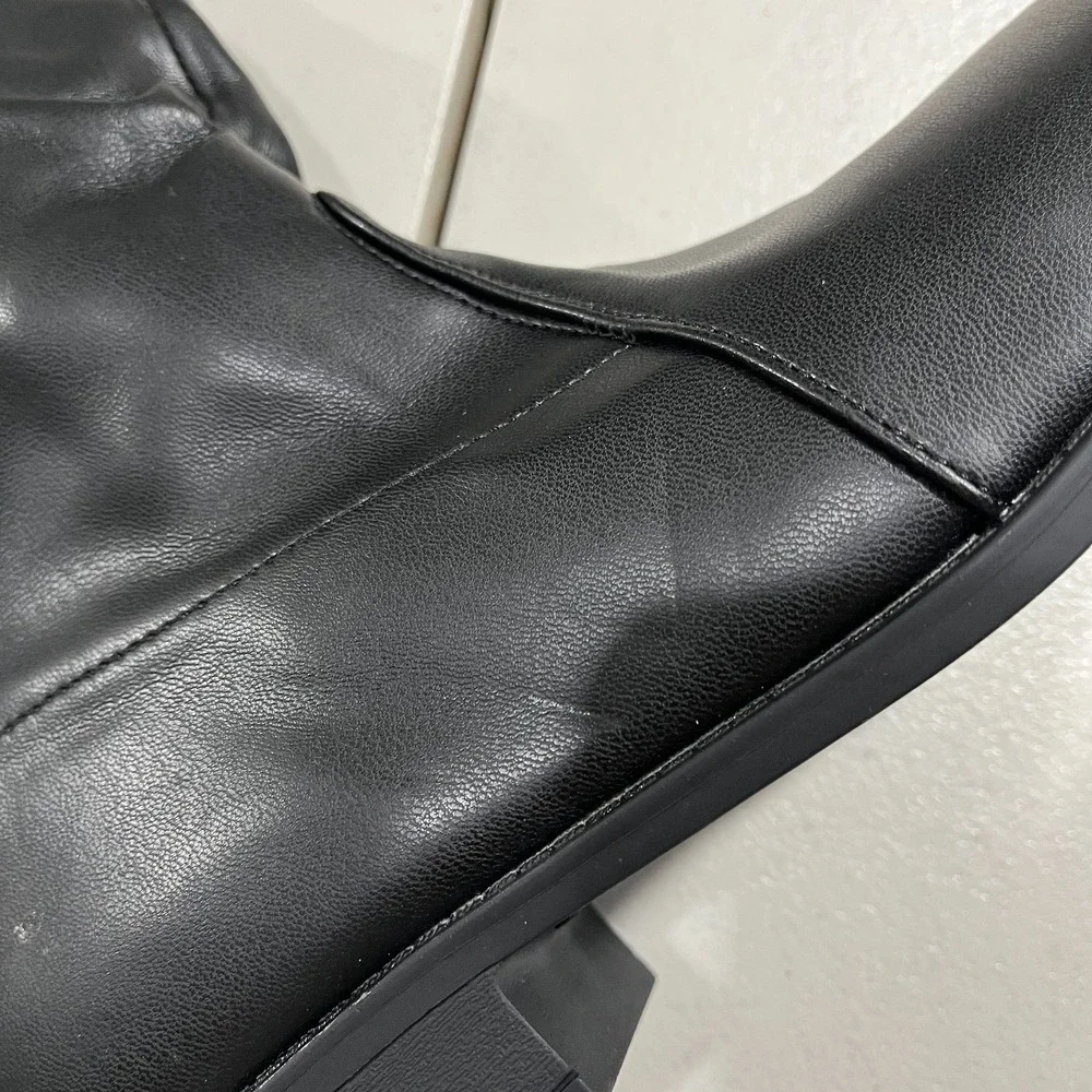 Rue21 Over The Knee Boots Womens 8 Faux Leather  Drawstring Tie Grunge Biker
